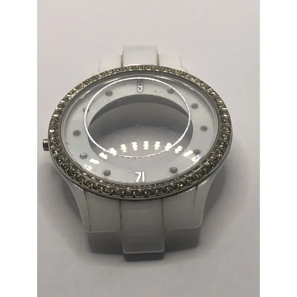 Michael Kors Watch Parts White Ceramic W/Crystal Case 30mm Band Links 16mm GY392
